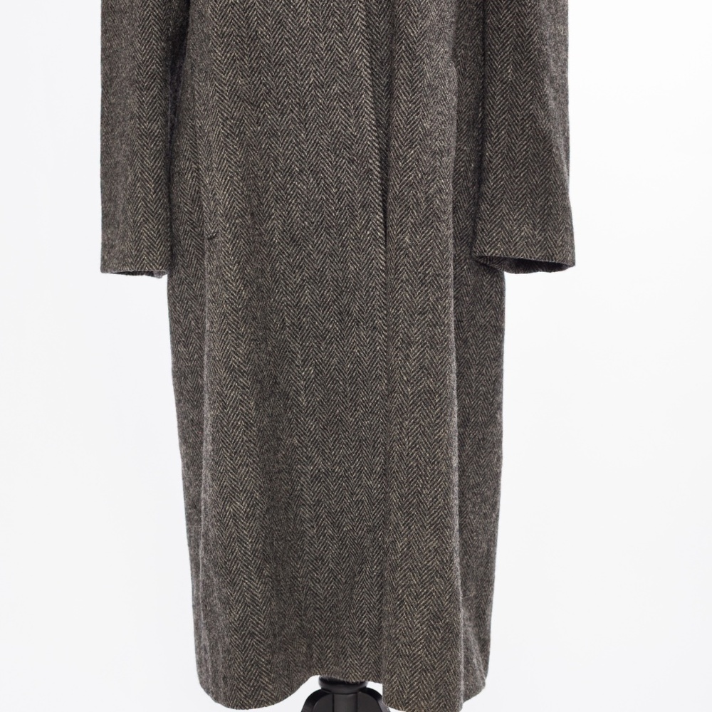 Vintage 100% pure wool full length coat herringbone tweed J.G Hook M - Picture 8 of 16